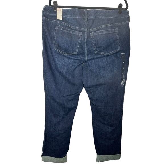 Torrid Jeans Womens Size 18 Boyfriend Dark Wash Cuffed Mid Rise Stretch Denim - Picture 4 of 14